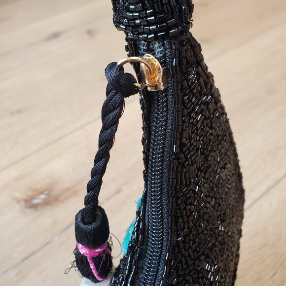 Made In India Floral Beaded Embellished Shoulder Bag Black Multi NWT Viral Boho - Picture 16 of 16